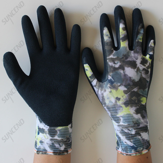 Latex Coated Sandy Finish Work Gloves With Nylon/polyester Liner