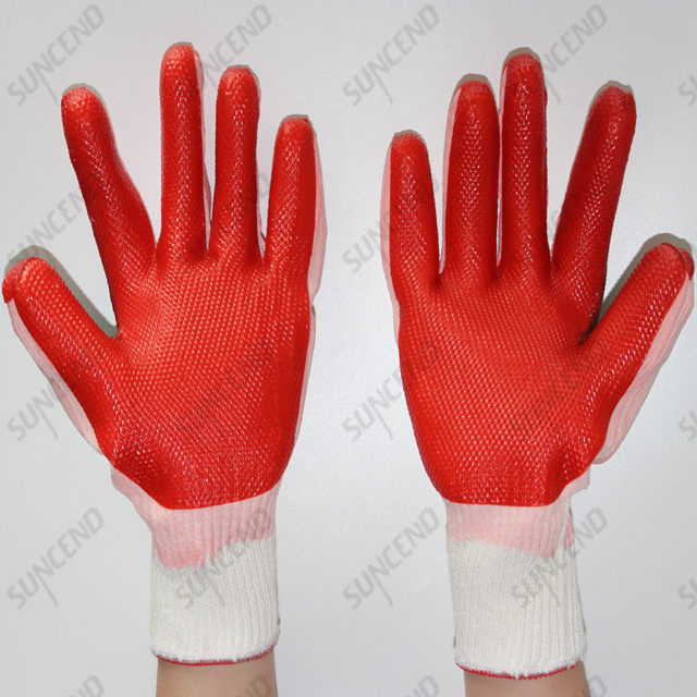 10G Polycotton Liner Palm And Joint Rubber Coated Work Gloves
