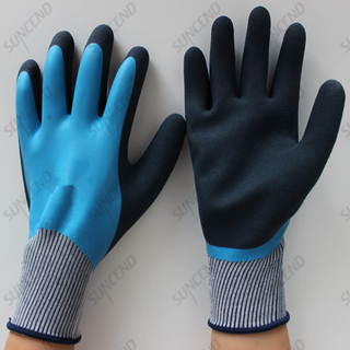 Double Nitrile Coated Palm And Thumb Reinforced Work Gloves