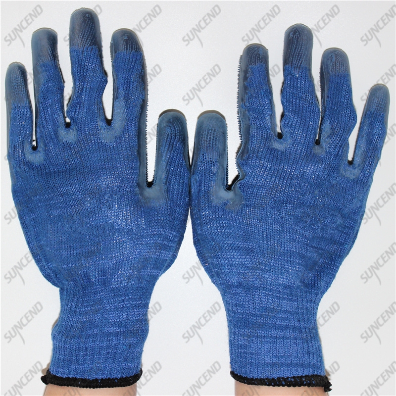 10 gauge polycotton blue special tooth rubber working safety building gloves
