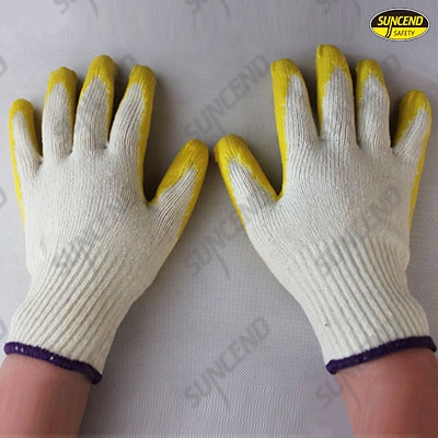 Smooth finish latex rubber coated work gloves