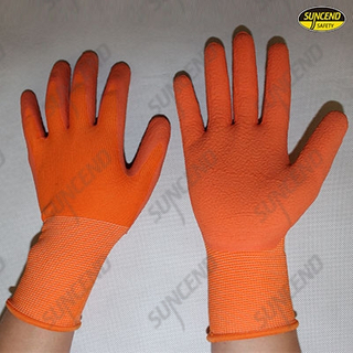 Nylon liner foam latex gloves