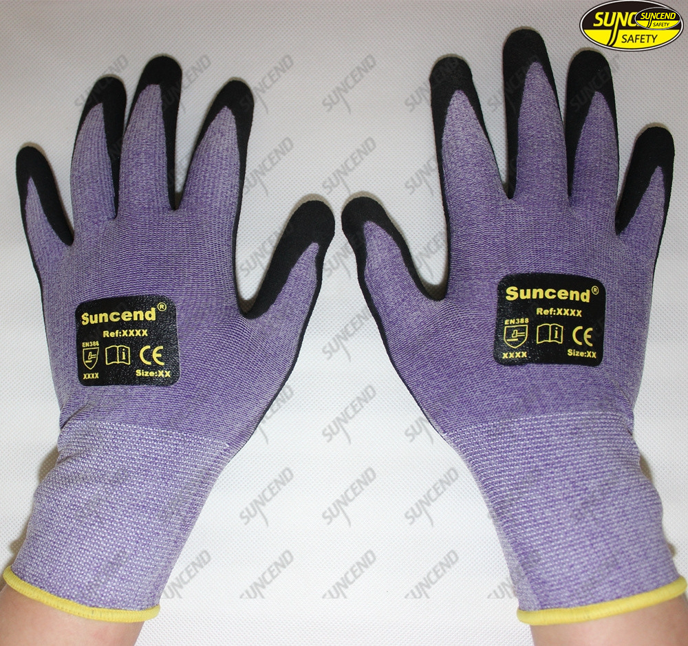 Sandy nitrile coated anti slip protective gloves