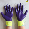 Smooth palm nitrile coated safety work polyester gloves