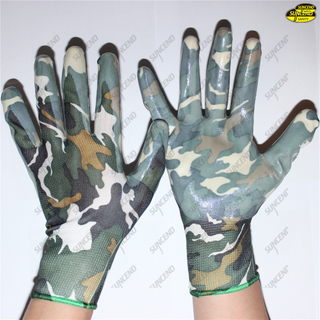 Gardening work use smooth nitrile coated women gloves