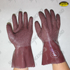 purplish red latex fully coated gloves