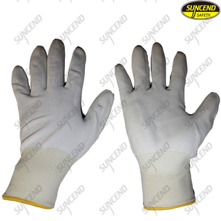 Anti static PU coated polyester safety gloves