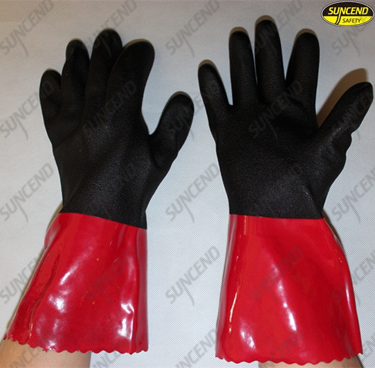 Cotton coated sandy finished PVC wholesale work gloves