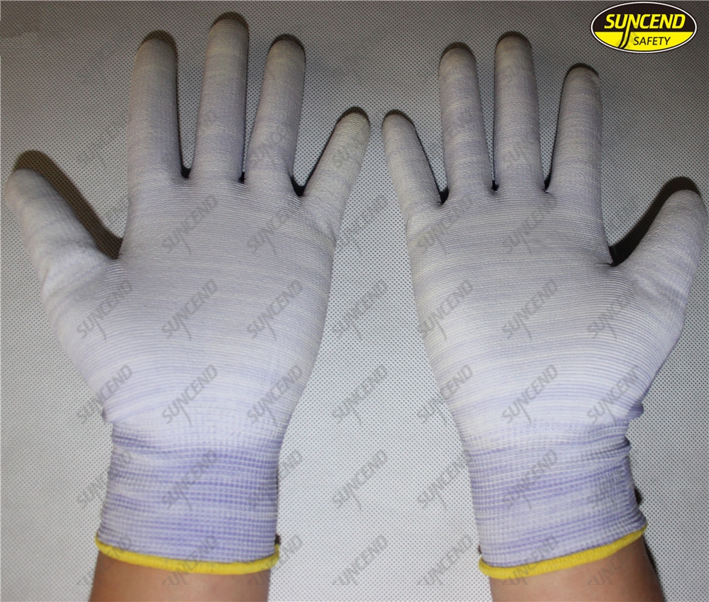 Wear resistant seamless PU coated gloves for inspection