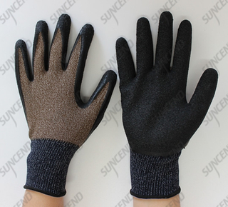 15 gauge nylon+spandex High quality latex coating gloves with breathable and com