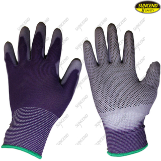 PVC dotted PU palm coated safety cotton gloves