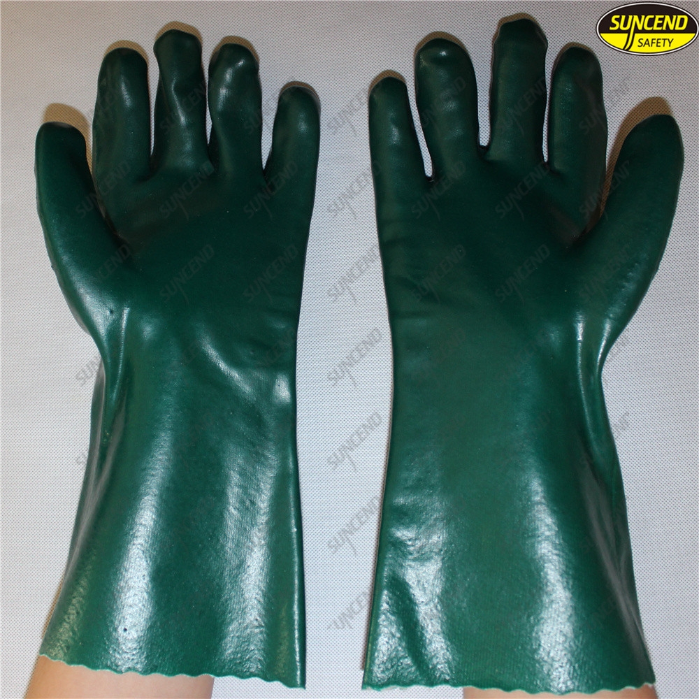 Long safety cuff chemical resistant full pvc dipped work gloves
