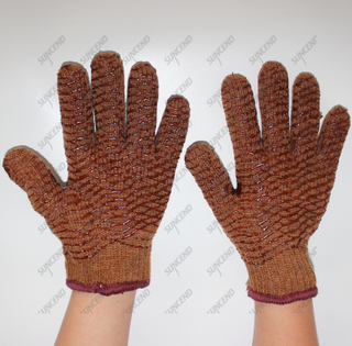 Warmly cotton diamond texture PVC coating gloves