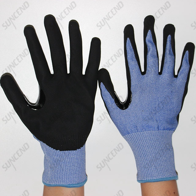 Nylon Liner Sandy Nitrile Coated Work Gloves
