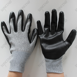 HPPE Liner Nitrile Coating Cut Resistant Safety Gloves