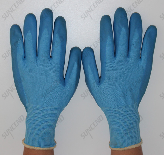 SUNCEND Breathable/Comfortable NBR Palm Coated Gloves with Embossed Texture