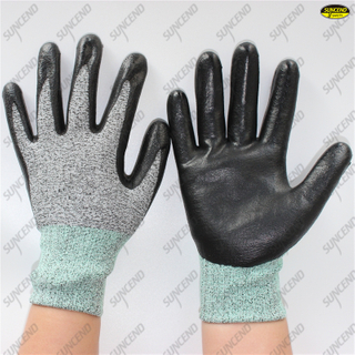 15g Nylon liner black foam nitrile gloves