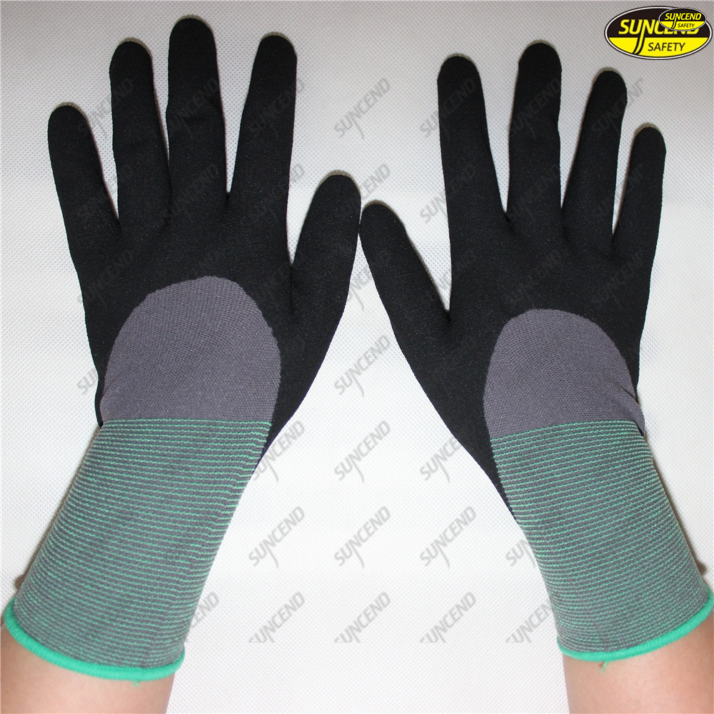 Factory supplier nitrile coated sandy finish safety gloves