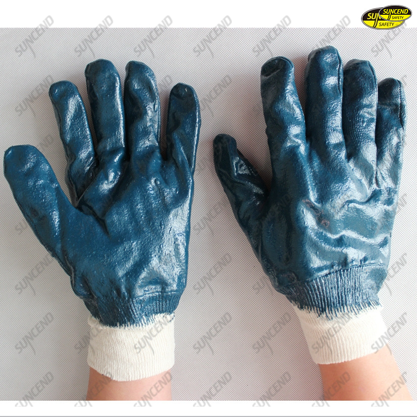 Green smooth nitrile jersey liner work gloves