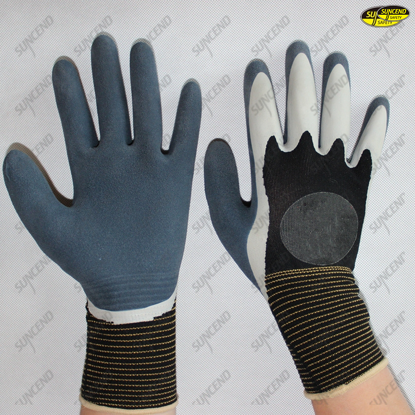 Foam double dipped polyester liner gloves