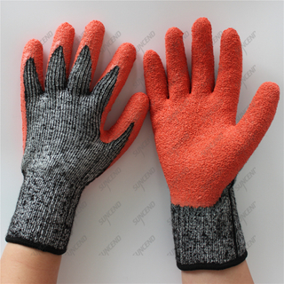 Glass manufacturer industrial use HPPE liner anti cut orange crinkle latex coate