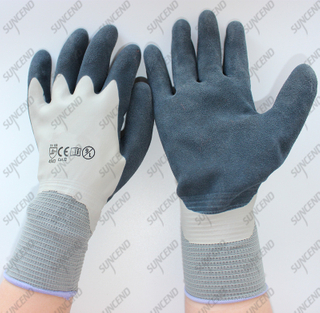 Heavy duty waterproof double full coated foam latex gloves