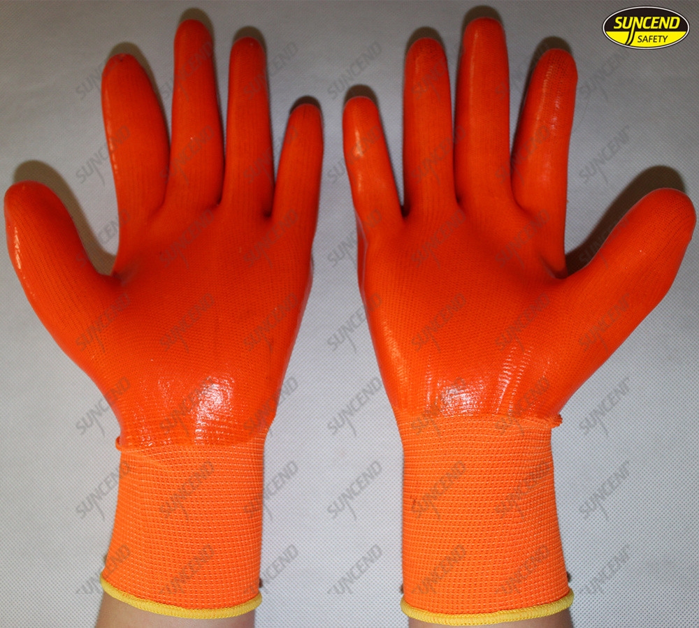 Chemical resistant pvc full coated safety working gloves