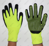 High Visible Nylon+Spandex Seamless Knit Micro Foam Finish PVC Dotted Work Gloves