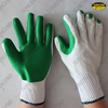 Green Rubber palm coated bleached white liner gloves
