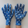 Colorful printing linenr nitrile coated smooth palm work gloves
