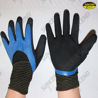 Nylon liner full latex coated palm sandy finish work gloves
