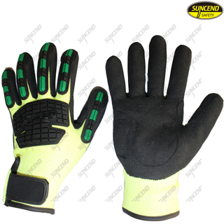 TPR coating shockproof anti impact heavy duty oilfield gloves