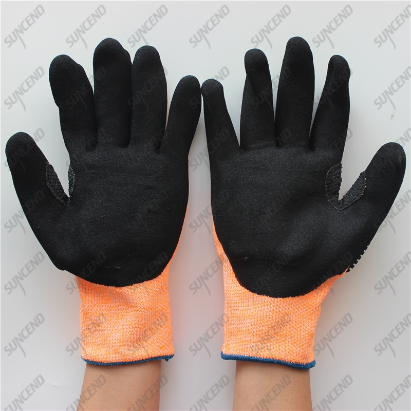 Sandy Nitrile Sponge Padded Palm Cut Level 5 Impact Resistant TPR Gloves