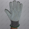 7 Gauge HPPE Seamless Knit Cut Level A5 Cow Split Leather Palm Coated Cut Resistant Gloves