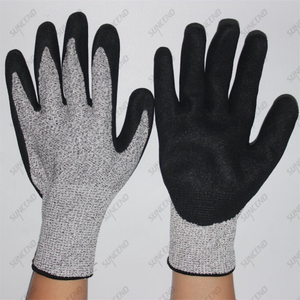 13 Gauge HPPE Liner Sandy Nitrile Coated Cut Resistant Work Gloves