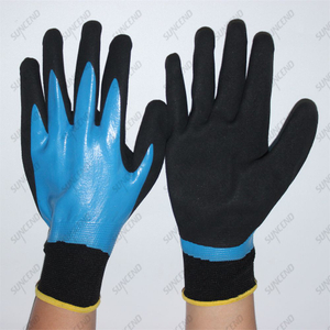 13 Gauge Polyester Shell Double Nitrile Fully Coated Waterproof Oil Resistant Work Gloves