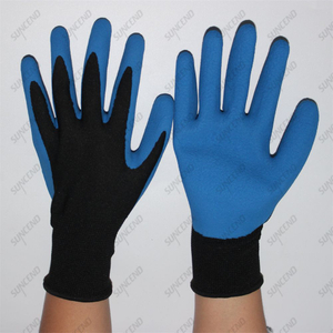 13 Gauge Polyester Liner Blue Latex Coated Palm Foam Finish Work Gloves
