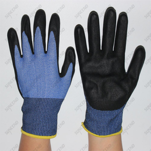 15 Gauge New Color Blue HPPE Knit Micro Foam Nitrile Coated Cut Resistant Working Gloves