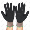 15 Gauge HPPE Seamless Knit Black Nitrile Palm Coated Sandy Finish With Nitrile Rubber Thumb Reinforced Cut Resistant Gloves