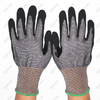 15 Gauge HPPE Seamless Knit Black Nitrile Palm Coated Sandy Finish With Nitrile Rubber Thumb Reinforced Cut Resistant Gloves