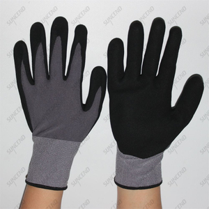 15 Gauge Nylon And Spandex Liner Foam Nitrile Coated PVC Dotted Work Gloves 