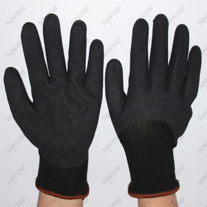 Black 3/4 Nitrile Palm Coated Sandy Finish 7 Gauge Acrylic Terry Liner Winter Work Gloves
