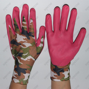 13 Gauge Camouflage Shell Breathable Foam Nitrile Palm Coated Women Working Gloves 
