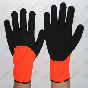 High Visible Orange 7 Gauge Acrylic Terry Shell Cold Resistant Latex Sandy Finish Soft And Comfortable Customized Logo Safety Gloves