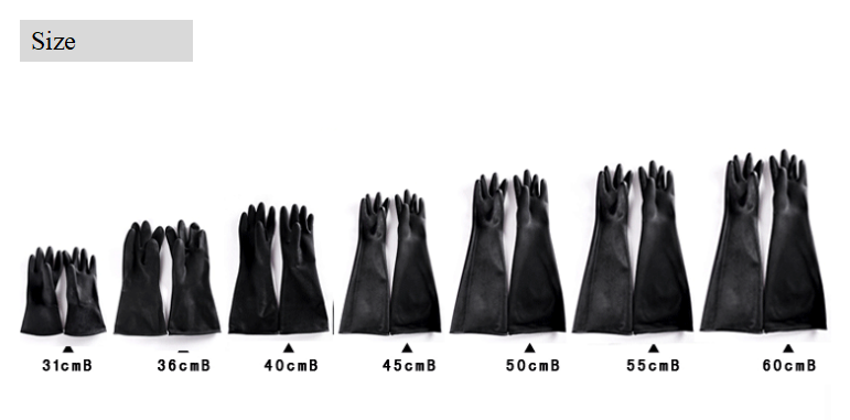 60cm long sleeve black latex fully coated industrial work chemical resistant gloves
